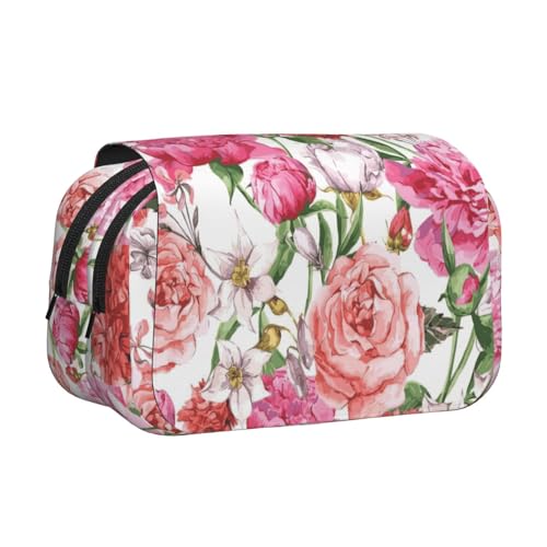 UVBDF Federmäppchen mit Pfingstrosen-Motiv, doppellagig, Klappetui, Organizer, Schreibwaren-Tasche für Kinder, Geschenk, Schwarz , Einheitsgröße, Taschen-Organizer UVBDF Federmäppchen mit Pfingstrosen-Motiv, doppellagig, Klappetui, Organizer, Schreibwaren-Tasche für Kinder, Geschenk, Schwarz , Einheitsgröße, Taschen-Organizer von UVBDF