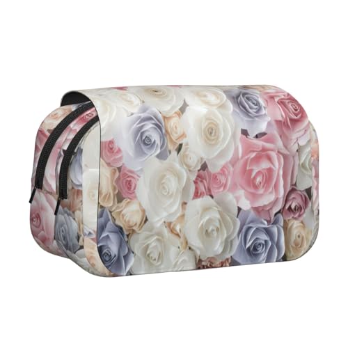UVBDF Federmäppchen mit Rosen-Blumendruck, doppellagig, Klappetui, Organizer, Schreibwaren-Tasche für Kinder, Geschenk, Schwarz , Einheitsgröße, Taschen-Organizer UVBDF Federmäppchen mit Rosen-Blumendruck, doppellagig, Klappetui, Organizer, Schreibwaren-Tasche für Kinder, Geschenk, Schwarz , Einheitsgröße, Taschen-Organizer von UVBDF