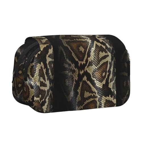 UVBDF Federmäppchen mit Schlangenhaut-Druck, doppellagig, Klappetui, Organizer, Schreibwaren-Tasche für Kinder, Geschenk, Schwarz , Einheitsgröße, Taschen-Organizer von UVBDF