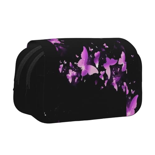 UVBDF Federmäppchen mit Schmetterlings-Motiv, doppellagig, Klappetui, Organizer, Schreibwaren-Tasche für Kinder, Geschenk, Schwarz , Einheitsgröße, Taschen-Organizer UVBDF Federmäppchen mit Schmetterlings-Motiv, doppellagig, Klappetui, Organizer, Schreibwaren-Tasche für Kinder, Geschenk, Schwarz , Einheitsgröße, Taschen-Organizer von UVBDF