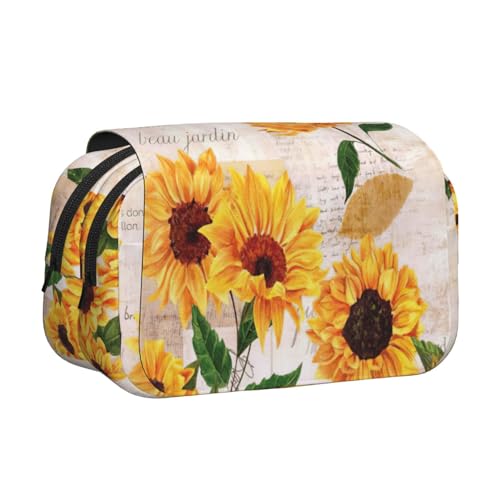 UVBDF Federmäppchen mit Sonnenblumen-Druck, doppellagig, Klappetui, Organizer, Schreibwaren-Tasche für Kinder, Geschenk, Schwarz , Einheitsgröße, Taschen-Organizer UVBDF Federmäppchen mit Sonnenblumen-Druck, doppellagig, Klappetui, Organizer, Schreibwaren-Tasche für Kinder, Geschenk, Schwarz , Einheitsgröße, Taschen-Organizer von UVBDF
