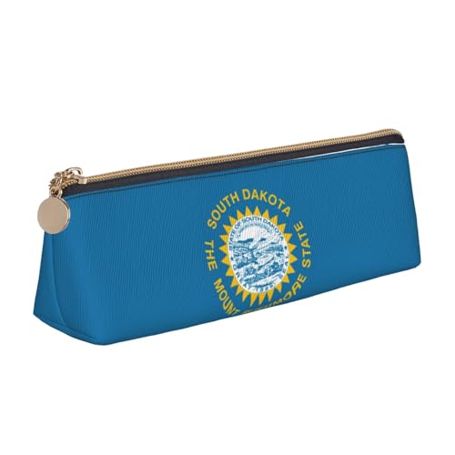 UVBDF Federmäppchen mit South Dakota-Flagge, für Kinder, mit Reißverschluss, kleine einfache Stifttasche, Kosmetik-Make-up-Etui, weiß, Einheitsgröße, Taschen-Organizer von UVBDF