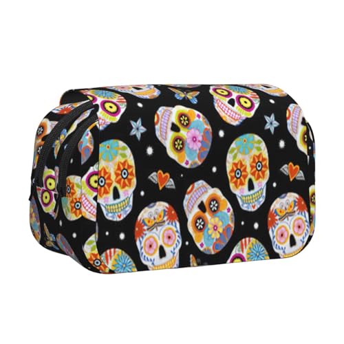 UVBDF Federmäppchen mit Totenköpfen und Schmetterlings-Aufdruck, doppellagig, Klappetui, Organizer, Schreibwaren-Tasche für Kinder, Geschenk, Schwarz , Einheitsgröße, Taschen-Organizer UVBDF Federmäppchen mit Totenköpfen und Schmetterlings-Aufdruck, doppellagig, Klappetui, Organizer, Schreibwaren-Tasche für Kinder, Geschenk, Schwarz , Einheitsgröße, Taschen-Organizer von UVBDF