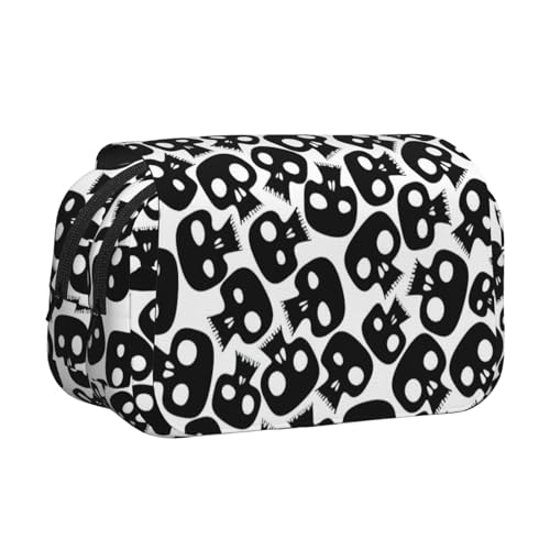 UVBDF Federmäppchen mit Totenkopf-Druck, doppellagig, Klappetui, Organizer, Schreibwaren-Tasche für Kinder, Geschenk, Schwarz , Einheitsgröße, Taschen-Organizer UVBDF Federmäppchen mit Totenkopf-Druck, doppellagig, Klappetui, Organizer, Schreibwaren-Tasche für Kinder, Geschenk, Schwarz , Einheitsgröße, Taschen-Organizer von UVBDF