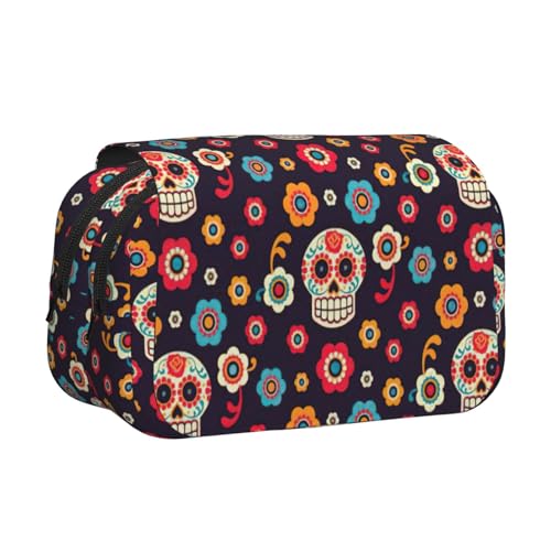 UVBDF Federmäppchen mit Totenkopf-Motiv, doppelschichtig, für Kinder, Geschenk, Schwarz , Einheitsgröße, Taschen-Organizer UVBDF Federmäppchen mit Totenkopf-Motiv, doppelschichtig, für Kinder, Geschenk, Schwarz , Einheitsgröße, Taschen-Organizer von UVBDF