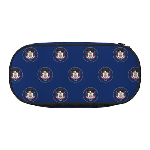 UVBDF Federmäppchen mit Utah-Flagge für Herren und Damen, tragbares Federmäppchen, ästhetisch, mit Reißverschluss für Büro-Organizer, Schwarz , Einheitsgröße, Taschen-Organizer von UVBDF