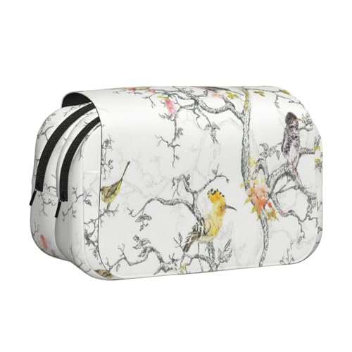 UVBDF Federmäppchen mit Vogel- und Blumendruck, doppellagig, Klappetui, Organizer, Schreibwaren-Tasche für Kinder, Geschenk, Schwarz , Einheitsgröße, Taschen-Organizer UVBDF Federmäppchen mit Vogel- und Blumendruck, doppellagig, Klappetui, Organizer, Schreibwaren-Tasche für Kinder, Geschenk, Schwarz , Einheitsgröße, Taschen-Organizer von UVBDF