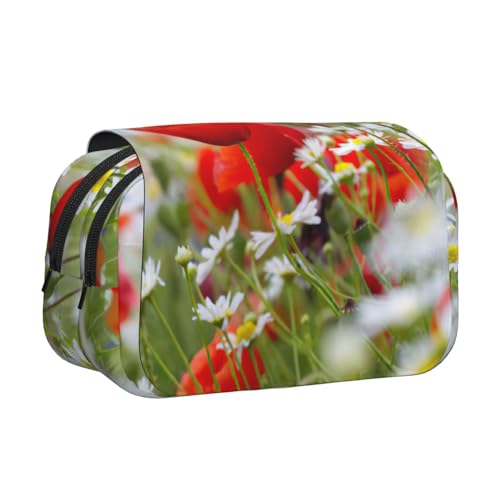 UVBDF Federmäppchen mit Wiesen- und Gänseblümchen-Druck, doppellagig, Klappetui, Organizer, Schreibwaren-Tasche für Kinder, Geschenk, Schwarz , Einheitsgröße, Taschen-Organizer UVBDF Federmäppchen mit Wiesen- und Gänseblümchen-Druck, doppellagig, Klappetui, Organizer, Schreibwaren-Tasche für Kinder, Geschenk, Schwarz , Einheitsgröße, Taschen-Organizer von UVBDF