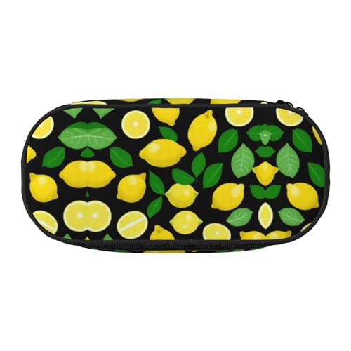 UVBDF Federmäppchen mit Zitronenfrucht für Herren und Damen, tragbares Federmäppchen, ästhetisch, mit Reißverschluss für Büro-Organizer, Schwarz , Einheitsgröße, Taschen-Organizer von UVBDF