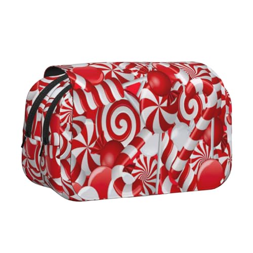 UVBDF Federmäppchen mit Zuckerstangen-Druck, doppellagig, Klappetui, Organizer, Schreibwaren-Tasche für Kinder, Geschenk, Schwarz , Einheitsgröße, Taschen-Organizer UVBDF Federmäppchen mit Zuckerstangen-Druck, doppellagig, Klappetui, Organizer, Schreibwaren-Tasche für Kinder, Geschenk, Schwarz , Einheitsgröße, Taschen-Organizer von UVBDF