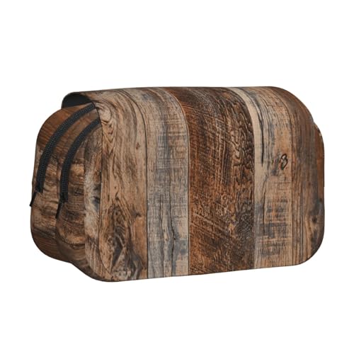 UVBDF Federmäppchen mit braunem Holzdruck, doppellagig, Klappetui, Organizer, Schreibwaren-Tasche für Kinder, Geschenk, Schwarz , Einheitsgröße, Taschen-Organizer von UVBDF