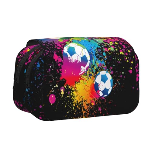UVBDF Federmäppchen mit buntem Fußballdruck, doppellagig, Klappetui, Organizer, Schreibwaren-Tasche für Kinder, Geschenk, Schwarz , Einheitsgröße, Taschen-Organizer UVBDF Federmäppchen mit buntem Fußballdruck, doppellagig, Klappetui, Organizer, Schreibwaren-Tasche für Kinder, Geschenk, Schwarz , Einheitsgröße, Taschen-Organizer von UVBDF