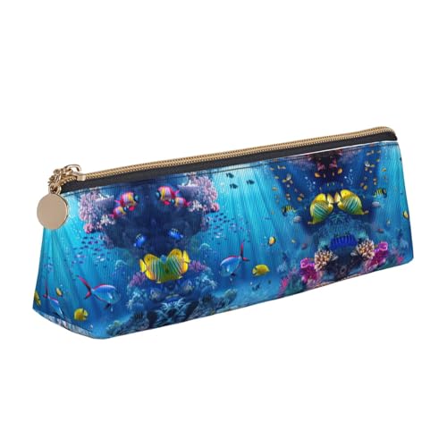 UVBDF Federmäppchen mit buntem Ozean-Motiv, für Kinder, mit Reißverschluss, kleine einfache Stifttasche, Kosmetik-Make-up-Etui, weiß, Einheitsgröße, Taschen-Organizer von UVBDF