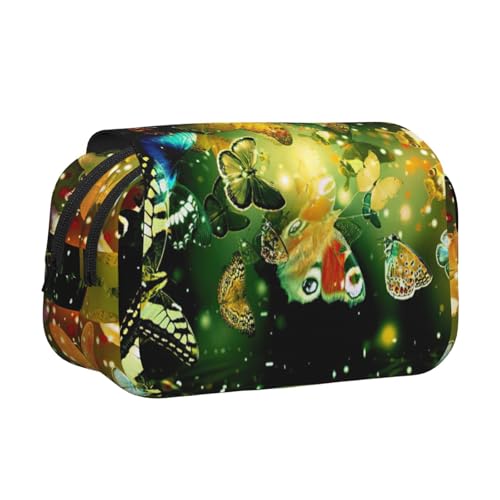 UVBDF Federmäppchen mit buntem Schmetterlings-Druck, doppellagig, Klappetui, Organizer, Schreibwaren-Tasche für Kinder, Geschenk, Schwarz , Einheitsgröße, Taschen-Organizer UVBDF Federmäppchen mit buntem Schmetterlings-Druck, doppellagig, Klappetui, Organizer, Schreibwaren-Tasche für Kinder, Geschenk, Schwarz , Einheitsgröße, Taschen-Organizer von UVBDF
