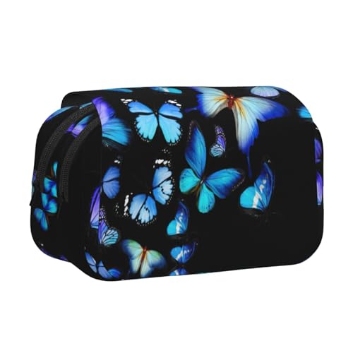 UVBDF Federmäppchen mit buntem Schmetterlings-Druck, doppellagig, Klappetui, Organizer, Schreibwaren-Tasche für Kinder, Geschenk, Schwarz , Einheitsgröße, Taschen-Organizer UVBDF Federmäppchen mit buntem Schmetterlings-Druck, doppellagig, Klappetui, Organizer, Schreibwaren-Tasche für Kinder, Geschenk, Schwarz , Einheitsgröße, Taschen-Organizer von UVBDF