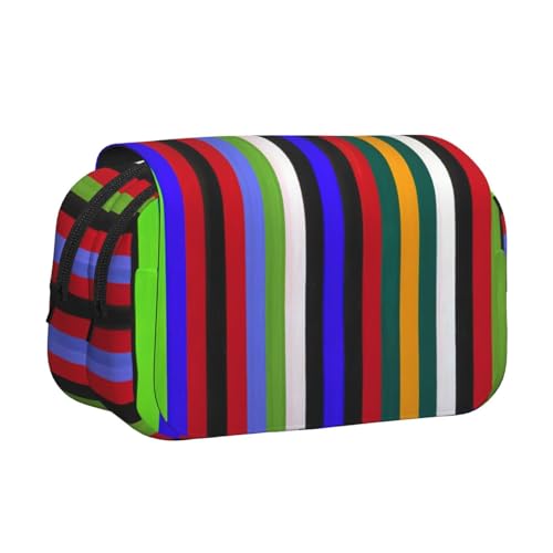 UVBDF Federmäppchen mit farbigen Streifen bedruckt, doppellagig, Klappetui, Organizer, Schreibwaren-Tasche für Kinder, Geschenk, Schwarz , Einheitsgröße, Taschen-Organizer UVBDF Federmäppchen mit farbigen Streifen bedruckt, doppellagig, Klappetui, Organizer, Schreibwaren-Tasche für Kinder, Geschenk, Schwarz , Einheitsgröße, Taschen-Organizer von UVBDF