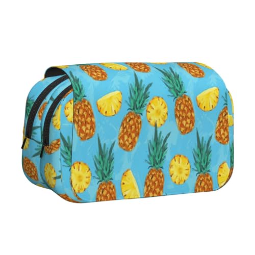 UVBDF Federmäppchen mit frischem Ananas-Druck, doppellagig, Klappetui, Organizer, Schreibwaren-Tasche für Kinder, Geschenk, Schwarz , Einheitsgröße, Taschen-Organizer UVBDF Federmäppchen mit frischem Ananas-Druck, doppellagig, Klappetui, Organizer, Schreibwaren-Tasche für Kinder, Geschenk, Schwarz , Einheitsgröße, Taschen-Organizer von UVBDF
