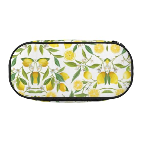 UVBDF Federmäppchen mit frischen tropischen Zitronen für Männer und Frauen, tragbares Federmäppchen, ästhetisch, mit Reißverschluss für Büro-Organizer, Schwarz , Einheitsgröße, Taschen-Organizer von UVBDF