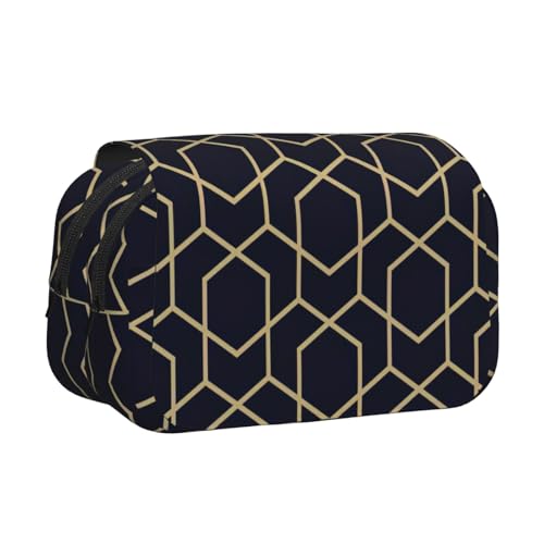 UVBDF Federmäppchen mit geometrischem Linien-Druck, doppellagig, Klappetui, Organizer, Schreibwaren-Tasche für Kinder, Geschenk, Schwarz , Einheitsgröße, Taschen-Organizer UVBDF Federmäppchen mit geometrischem Linien-Druck, doppellagig, Klappetui, Organizer, Schreibwaren-Tasche für Kinder, Geschenk, Schwarz , Einheitsgröße, Taschen-Organizer von UVBDF