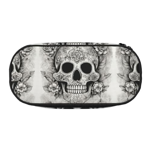 UVBDF Federmäppchen mit mexikanischem Totenkopf-Design für Herren und Damen, tragbares Federmäppchen, ästhetisch, mit Reißverschluss für Büro-Organizer, Schwarz , Einheitsgröße, Taschen-Organizer von UVBDF