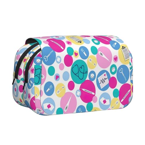 UVBDF Federmäppchen mit niedlichem Aufdruck für Krankenschwestern, doppellagig, für Kinder, Geschenk, Schwarz , Einheitsgröße, Taschen-Organizer von UVBDF