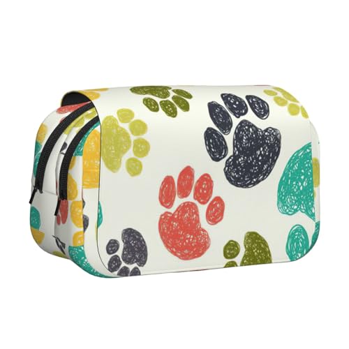 UVBDF Federmäppchen mit niedlichem buntem Hundepfoten-Druck, doppellagig, Klappetui, Organizer, Schreibwaren-Tasche für Kinder, Geschenk, Schwarz , Einheitsgröße, Taschen-Organizer UVBDF Federmäppchen mit niedlichem buntem Hundepfoten-Druck, doppellagig, Klappetui, Organizer, Schreibwaren-Tasche für Kinder, Geschenk, Schwarz , Einheitsgröße, Taschen-Organizer von UVBDF
