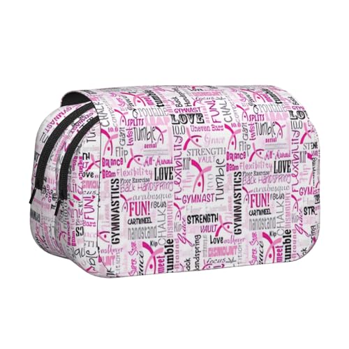 UVBDF Federmäppchen mit pinkem Druck, doppellagig, Klappetui, Organizer, Schreibwaren-Tasche für Kinder, Geschenk, Schwarz , Einheitsgröße, Taschen-Organizer von UVBDF