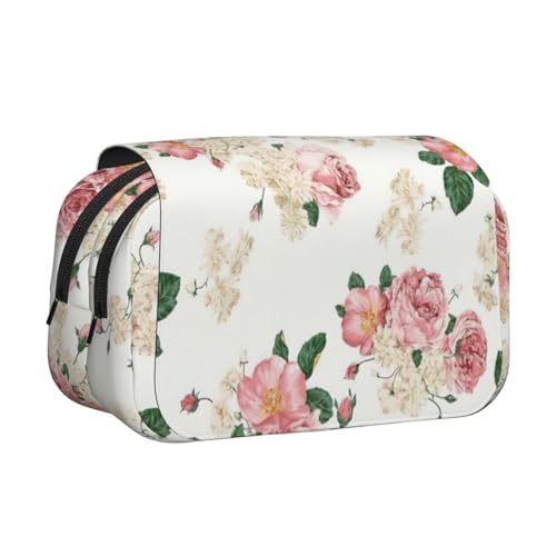 UVBDF Federmäppchen mit rosa Rosen und Blättern, doppellagig, Klappetui, Organizer, Schreibwaren-Tasche für Kinder, Geschenk, Schwarz , Einheitsgröße, Taschen-Organizer UVBDF Federmäppchen mit rosa Rosen und Blättern, doppellagig, Klappetui, Organizer, Schreibwaren-Tasche für Kinder, Geschenk, Schwarz , Einheitsgröße, Taschen-Organizer von UVBDF