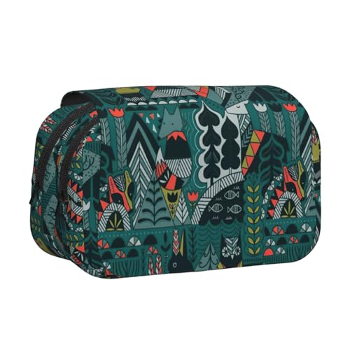 UVBDF Federmäppchen mit skandinavischem Tierdruck, doppellagig, Klappetui, Organizer, Schreibwaren-Tasche für Kinder, Geschenk, Schwarz , Einheitsgröße, Taschen-Organizer UVBDF Federmäppchen mit skandinavischem Tierdruck, doppellagig, Klappetui, Organizer, Schreibwaren-Tasche für Kinder, Geschenk, Schwarz , Einheitsgröße, Taschen-Organizer von UVBDF