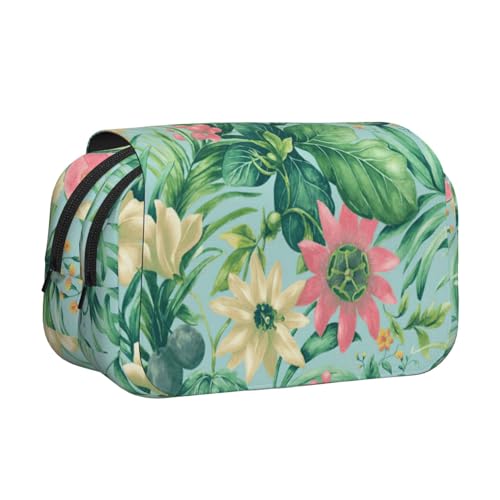 UVBDF Federmäppchen mit tropischen Blumen und Früchten, doppelschichtig, für Kinder, Geschenk, Schwarz , Einheitsgröße, Taschen-Organizer UVBDF Federmäppchen mit tropischen Blumen und Früchten, doppelschichtig, für Kinder, Geschenk, Schwarz , Einheitsgröße, Taschen-Organizer von UVBDF