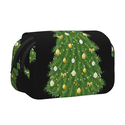 UVBDF Federmäppchen mit weihnachtlichem Baumdruck, doppellagig, Klappetui, Organizer, Schreibwaren-Tasche für Kinder, Geschenk, Schwarz , Einheitsgröße, Taschen-Organizer UVBDF Federmäppchen mit weihnachtlichem Baumdruck, doppellagig, Klappetui, Organizer, Schreibwaren-Tasche für Kinder, Geschenk, Schwarz , Einheitsgröße, Taschen-Organizer von UVBDF