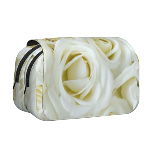 UVBDF Federmäppchen mit weißem Rosen-Druck, doppellagig, Klappetui, Organizer, Schreibwaren-Tasche für Kinder, Geschenk, Schwarz , Einheitsgröße, Taschen-Organizer UVBDF Federmäppchen mit weißem Rosen-Druck, doppellagig, Klappetui, Organizer, Schreibwaren-Tasche für Kinder, Geschenk, Schwarz , Einheitsgröße, Taschen-Organizer von UVBDF