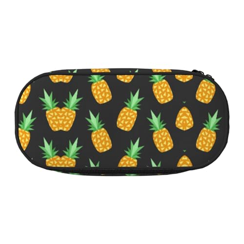 UVBDF Gelbe Ananas-Federmäppchen für Herren und Damen, tragbares Federmäppchen, ästhetisch, mit Reißverschluss für Büro-Organizer, Schwarz , Einheitsgröße, Taschen-Organizer von UVBDF