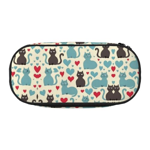 UVBDF Happy Walking Kitty Federmäppchen für Herren und Damen, tragbares Federmäppchen, ästhetisch, mit Reißverschluss für Büro-Organizer, Schwarz , Einheitsgröße, Taschen-Organizer von UVBDF