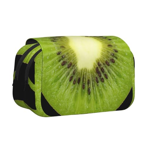 UVBDF Kiwi Slice Federmäppchen, doppelschichtig, mit Klappdeckel, Schreibwaren-Tasche für Kinder, Geschenk, Schwarz , Einheitsgröße, Taschen-Organizer von UVBDF