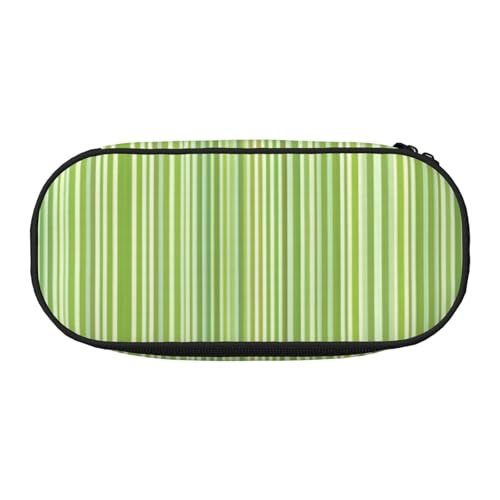 UVBDF Klassisches Federmäppchen mit grünem Streifen für Herren und Damen, tragbares Federmäppchen, ästhetisch, mit Reißverschluss für Büro-Organizer, Schwarz , Einheitsgröße, Taschen-Organizer von UVBDF