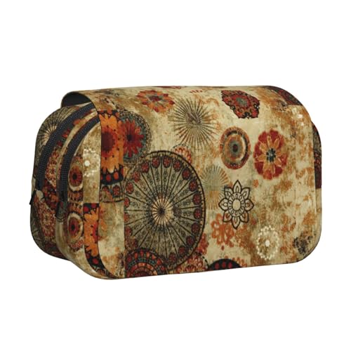 UVBDF Medaillon Multi Printing Schule Doppellagiges Clamshell Federmäppchen Organizer Schreibwaren Tasche für Kinder Geschenk, Schwarz , Einheitsgröße, Taschen-Organizer von UVBDF