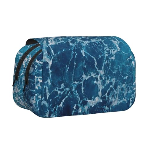 UVBDF Sea Seen from The Top Printing School Double Layer Clamshell Pencil Case Organizer Stationery Bag for Kids Gift, Schwarz , Einheitsgröße, Taschen-Organizer von UVBDF