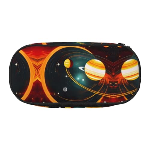 UVBDF Sonnensystem Jupiter Saturn Federmäppchen für Herren und Damen, tragbares Federmäppchen, ästhetisch, mit Reißverschluss für Büro-Organizer, Schwarz , Einheitsgröße, Taschen-Organizer von UVBDF