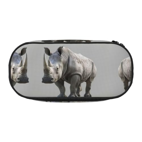UVBDF Tier-Nashorn-Federmäppchen für Männer und Frauen, tragbares Federmäppchen, ästhetisch, mit Reißverschluss für Büro-Organizer, Schwarz , Einheitsgröße, Taschen-Organizer von UVBDF