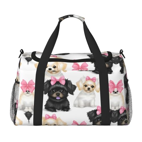 Wochenend-Tragetasche mit Zwergspitzmuster, für Damen und Herren, perfekt für Vielflieger, Schwarz , Einheitsgröße von UVBDF