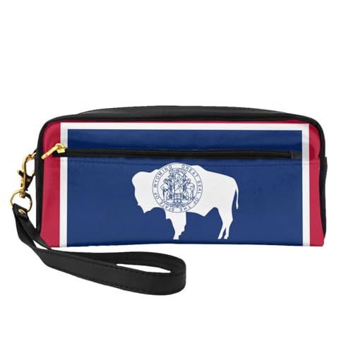 Wyoming Make-up-Tasche mit Staatsflagge, Reise-Kosmetiktasche, Make-up-Tasche für Damen, Make-up-Organizer, Reiseutensilien, Schwarz , Einheitsgröße, Kosmetiktasche von UVBDF