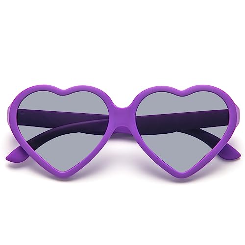 Polarisiert Klassisch Liebe Sonnenbrille Kinder Flexibler Rahmen 100% UV402 Schutz Sonnenbrille Jungen und Mädchen Lila von UVTQSSP