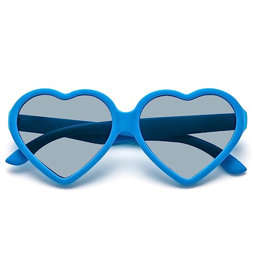 Polarisiert Klassisch Liebe Sonnenbrille Kinder Flexibler Rahmen 100% UV403 Schutz Sonnenbrille Jungen und Mädchen Blau von UVTQSSP