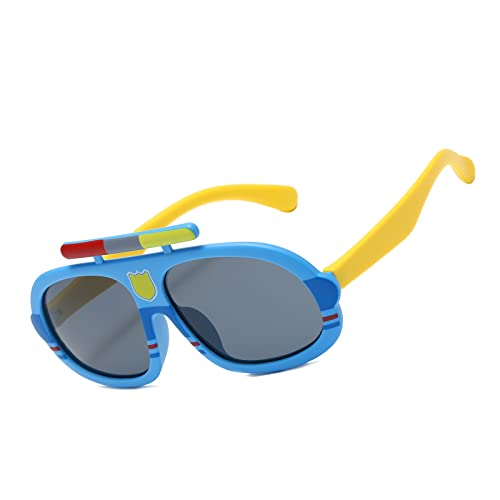 Polarisiert Sonnenbrille Kinder Flexibler Rahmen 100% UV400 Schutz Sonnenbrille Jungen und Mädchen Blau von UVTQSSP