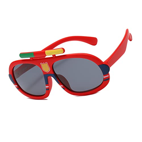 Polarisiert Sonnenbrille Kinder Flexibler Rahmen 100% UV400 Schutz Sonnenbrille Jungen und Mädchen Rot von UVTQSSP