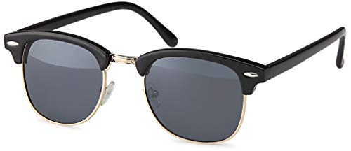 UVprotect retro Horn Optik Design Sonnenbrille - UV400 (Schwarz - Goldener Rahmen) von UVprotect