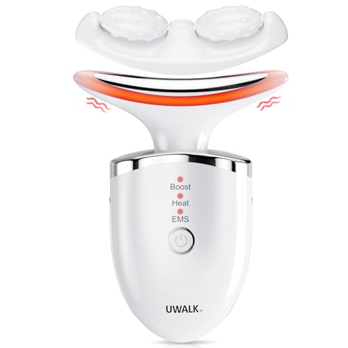 Gesichtsmassagegerät Face Gesicht Massagegerät Gerät: Elektrisch Gegen Falten Beauty Massage mit 3 LED Light Modi - 45°C EMS Facial Geräte Anti Aging Skin Lifting Massager für Damen Herren von UWALK