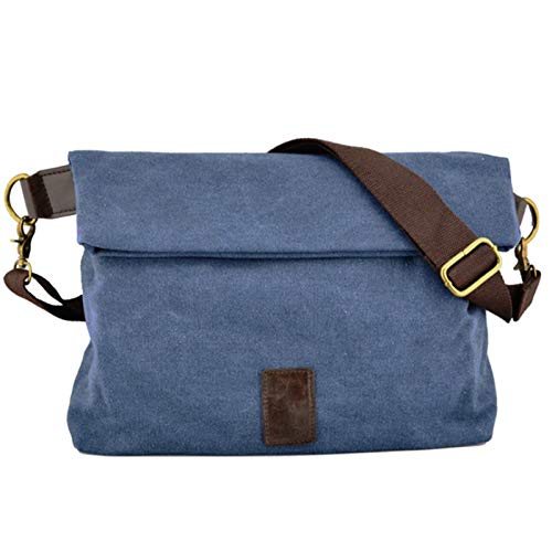 UWYRKSW Leinwand UmhäNge Tasche Schulter Retro Vintage für Frauen MäNner Alltag Gebrauch Reisen Wandern Camping (Blau) von UWYRKSW