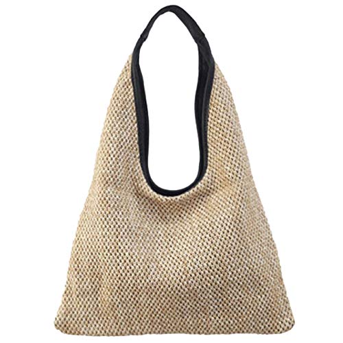 UWYRKSW Mode Frauen UmhäNge Wicker Gewebte Stroh Tasche Hand GroßE KapazitäT Tote Weibliche Sommer Strand GeldböRse Khaki von UWYRKSW